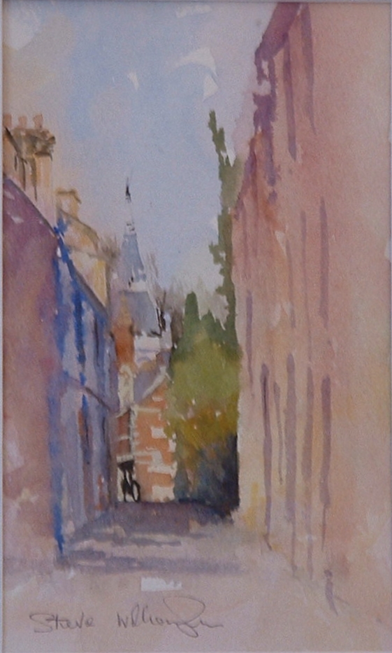 Painting entitled Little St Mary's Lane Cambridge by Steve Williamson