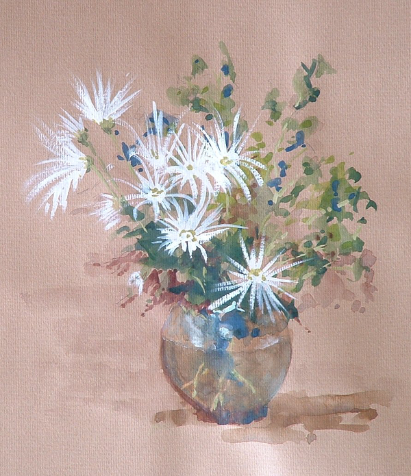 Painting entitled White Chrysanthemums by Steve Williamson